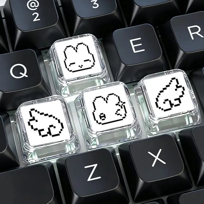 Gaming Accessories Aesthetic - مجموعة أغطية مفاتيح بتصميم أرنب بيكسل